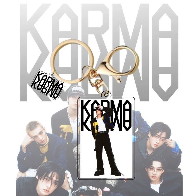 Акриловый брелок STRAY KIDS KARMA, 42×65 мм, золотое кольцо, коллекционный