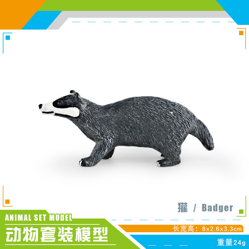 Transfronteriza venta caliente para niños simulación de juguetes modelo de animal forestal sólido cabeza plana tejon de miel modelo decoración creativa