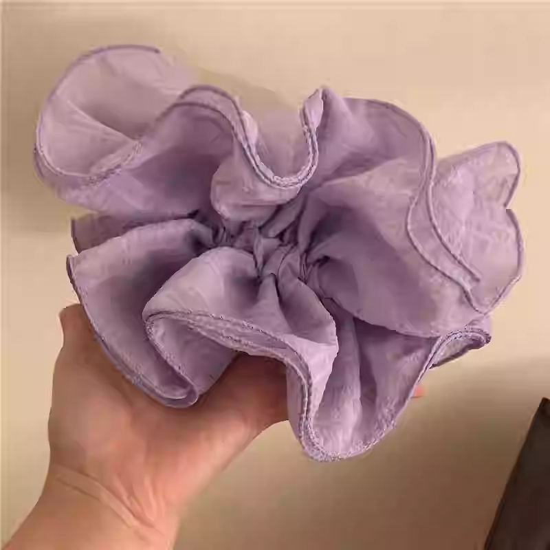 ¡4 pisos super grandes! Negro + blanco encaje plegado de alta sensación collar de cabello de intestino grande relajado francés coreano cuerda de cabello mujer