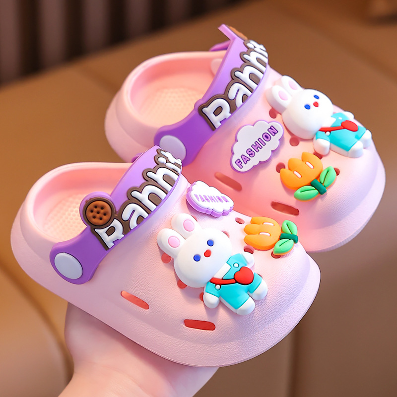 Children's Summer Slippers, Non-Slip Soft Bottom Indoor Infants, Boys and Girls, Toe-Toe Clogs, Shoes with Heels