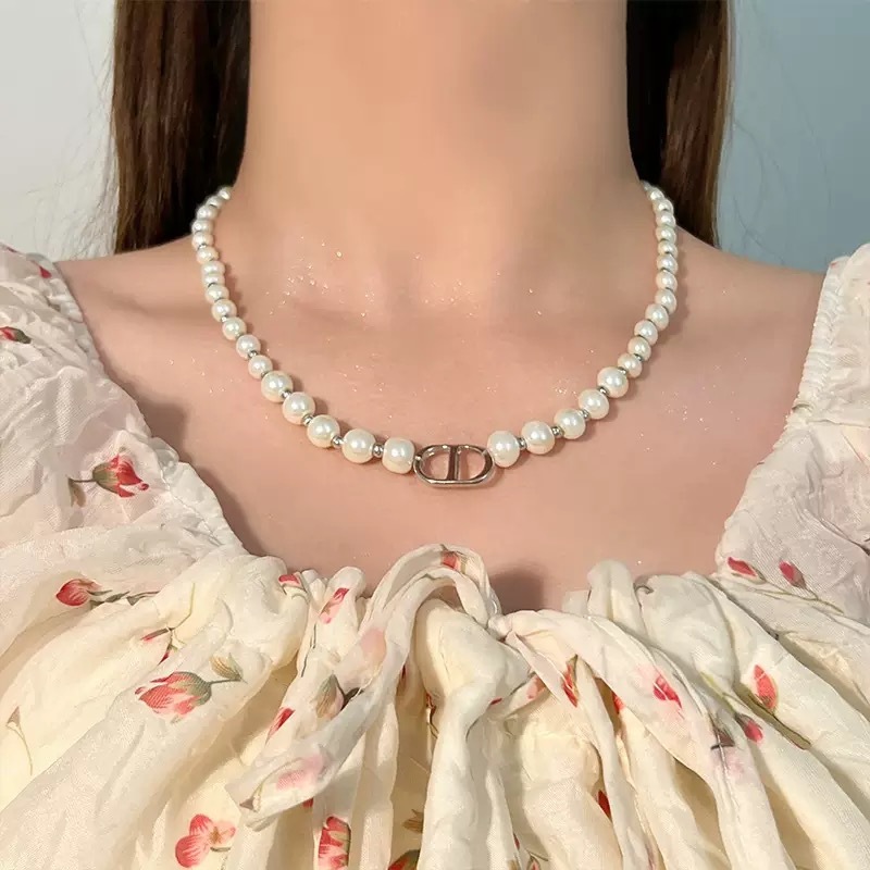 S925 シルバー韓国語バージョンシンプルなコールドスタイルネックレス女性のニッチ絶妙なペンダントビーズデイリーファッション多用途鎖骨チェーン|undefined