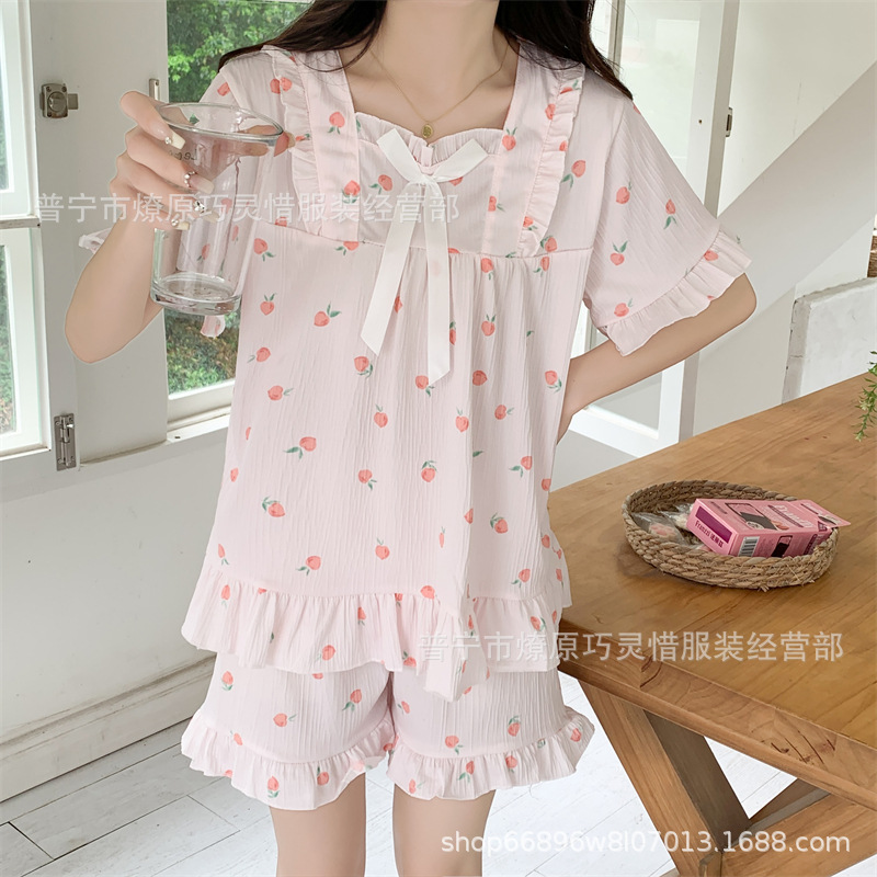 Princess Wind Pijamas verano 2024 nuevo estilo puro deseo de estilo medio largo in-hinge pijama ropa doméstica mujer