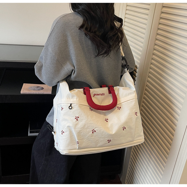 Bow Embroidered Convertible Travel Carryall Tote Bag 28