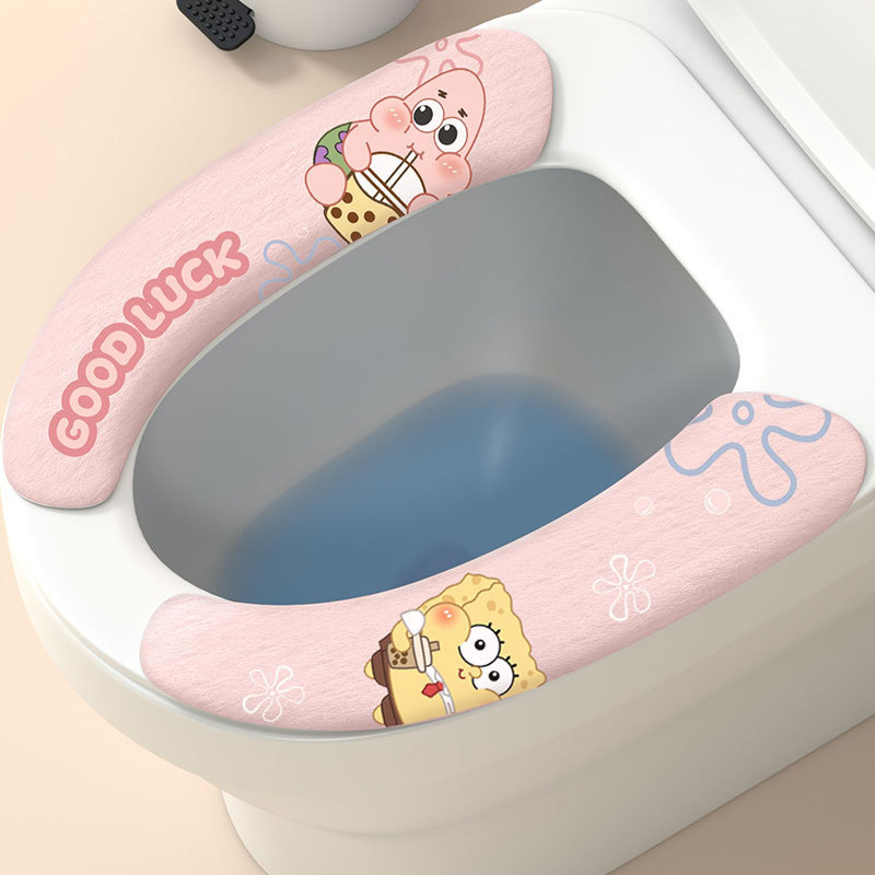 新しいトイレマット、かわいい漫画の粘着トイレステッカー、オールシーズン万能、汚れにくい、旅行用洗えるトイレマット|undefined