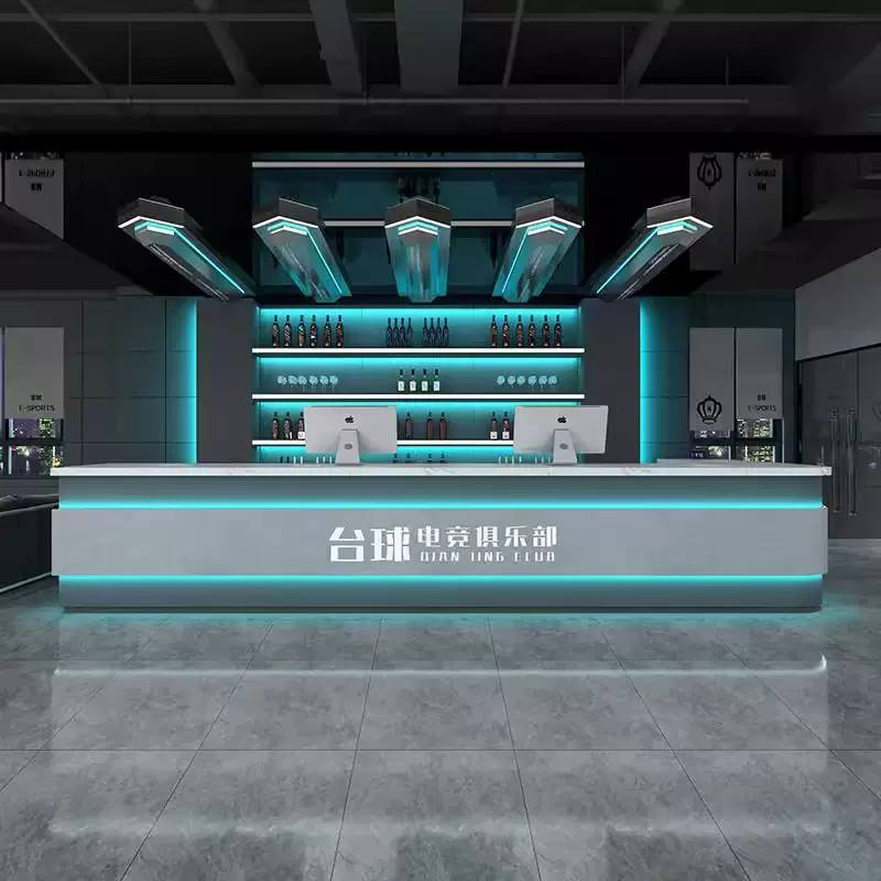 工业风台球厅网咖吧台酒吧柜子转角收银台电竞酒店会所前台接待台