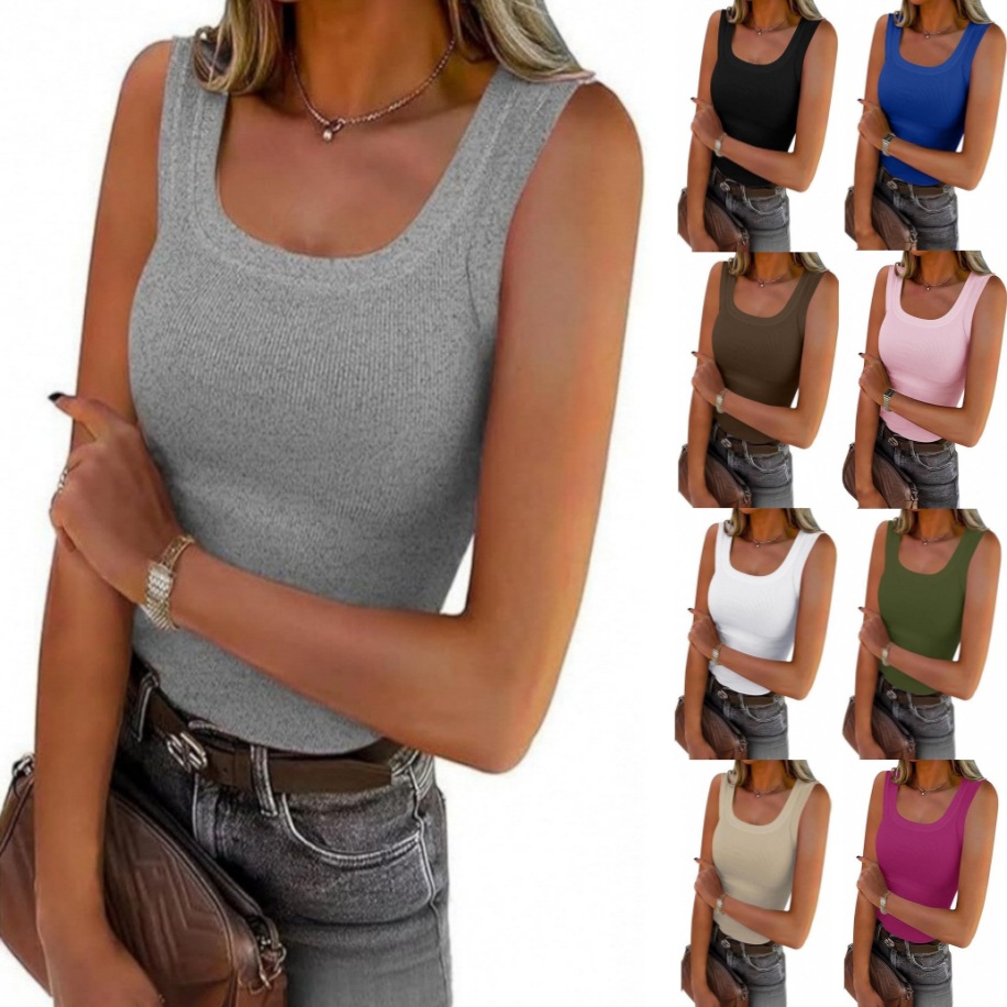 2025亚马逊欧美新款跨境方领小吊带背心女内搭西装夏外穿打底上衣