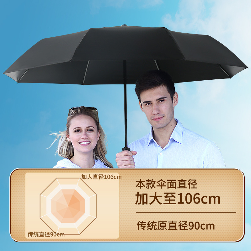 24龙骨加大加固黑胶自动雨伞晴雨两用三折叠男士雨伞批发伞广告伞|undefined