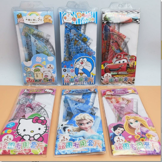 Cartoon ruler, children's set for students, 4 piece set