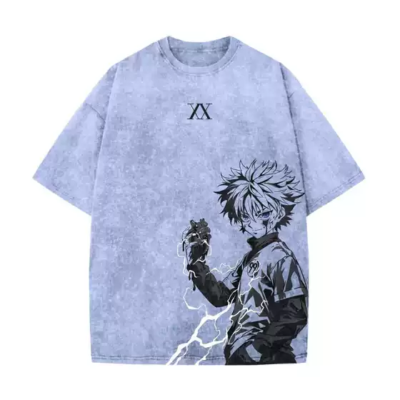 MADARTIST Anime DIY Vintage Washed T-Shirt with Digital Direct Printing, Short Sleeve