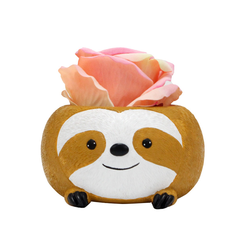 Succulent flower pot suit combination cute small creative art flower pot home decoration small sloth decoration pot cartoon