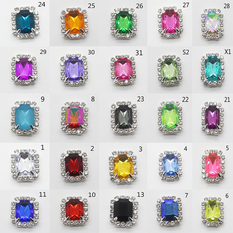 Factory Direct Sale 15X20Mm Rectangular Hand-Sewn Claw Rhinestone Edge Crystal Buckle Acrylic DIY Clothing Accessories Original Factory Direct Sale 15X20Mm Rectangular Hand-Sewn Claw Rhinestone Edge Crystal Buckle Acrylic DIY Clothing Accessories Original
