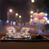 Upgraded style with light pink diamond swan + pink white ball + diamond mat