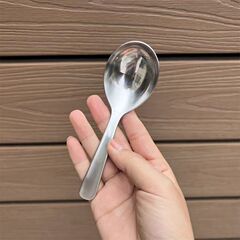 ステンレス鋼スプーン家庭用サンディング深めショートハンドル大型丸頭ドリンクスプーン肥厚子供の食事スプーンスプーン