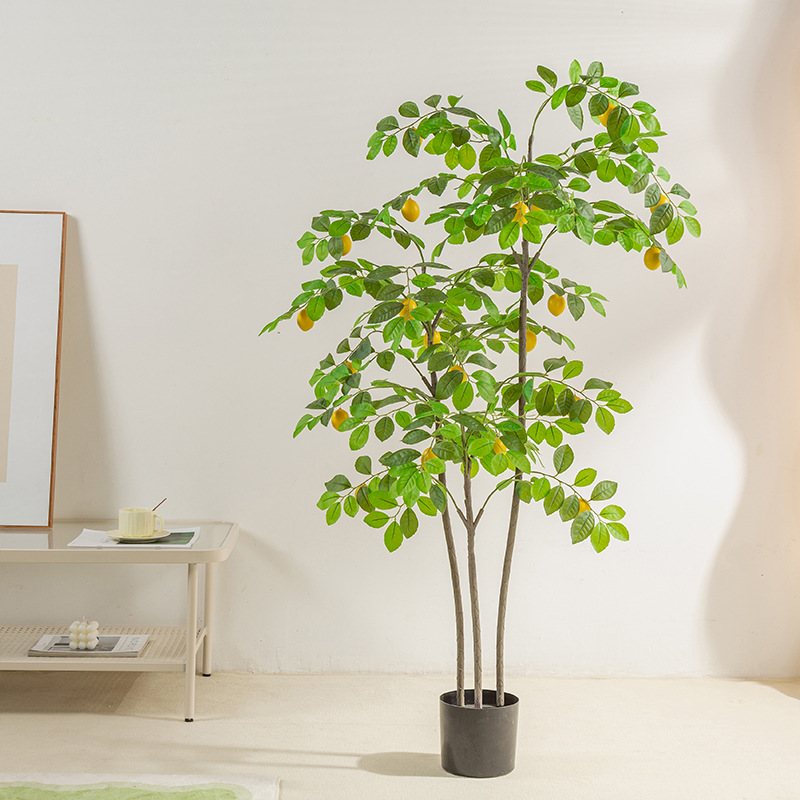 Simulación de plantas verdes, grandes plantas en macetas de limonero, muebles para el hogar, decoración de interiores, plantas en macetas de naranjos falsos