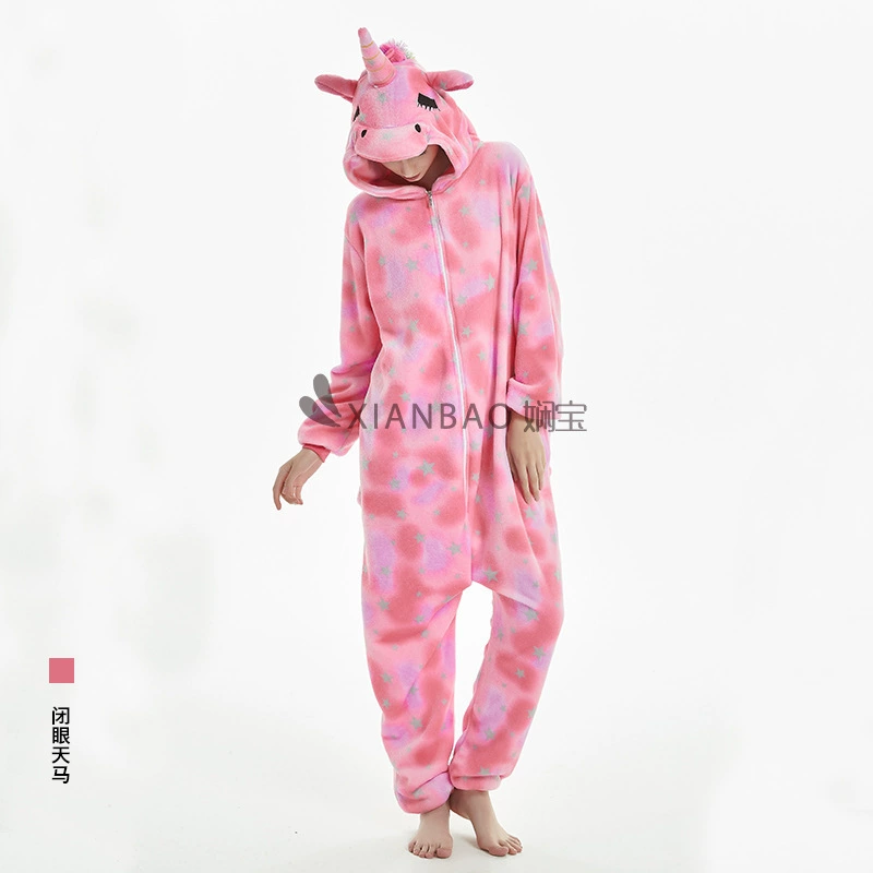 Пижама-кигуруми с животным принтом, с молнией, стиль Пегас, бронзирование, демисезонная/зимняя, с длинными рукавами