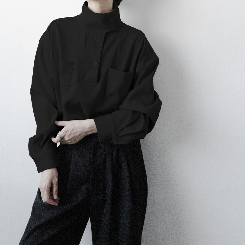 2025 Half Turtleneck Men's High-End Handsome Long-Sleeved Simple Accessible Luxury Style Hairstylist Casual Shirt Niche Tops for Men