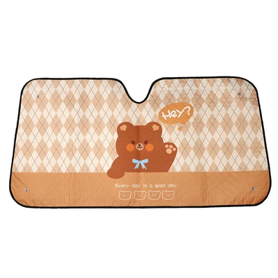 Car front sunshade aluminum film Sun shade - rhomboid-curry-bear-front-block