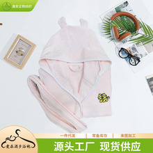 儿童纯棉浴袍 割绒连帽宝宝卡通睡袍全棉吸水睡衣加厚男女游泳馆