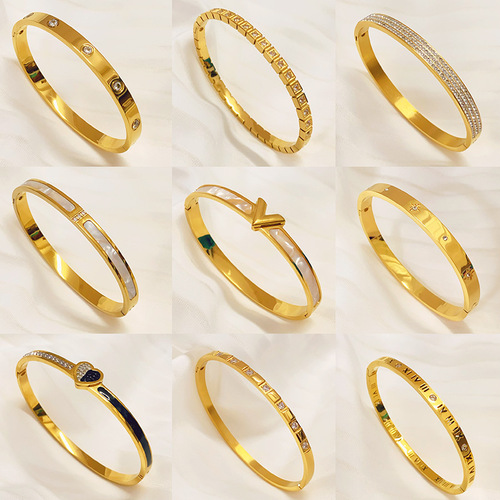 Korean-style fashionable commuting titanium steel bracelet for women, colorfast, elegant, versatile, personalized, full diamond, influencer lightweight luxury versatile accessory