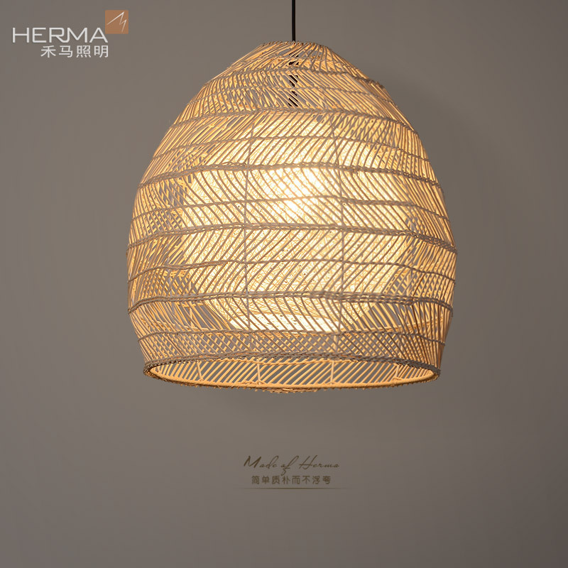 Japanese-style pendant lamp restaurant bar bedroom study tea room wicker Chinese pastoral inn tatami wicker pendant lamp