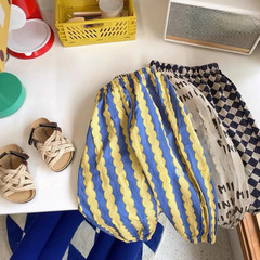 男童度假防曬褲兒童復古碎花夏百搭防蚊褲夏裝印花中高腰沙灘褲透