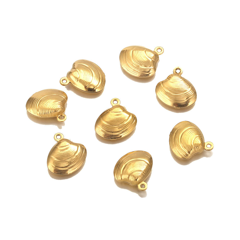 Real Gold Plated Plating Material DIY Jewelry Accessories Classification 20 PCS/Package 13 * 14mm Diameter 17mm 22mm 304 Stainless Steel PVD Coated Real Gold Plated Starfish Shell Polished Pendant DIY Jewelry Accessories