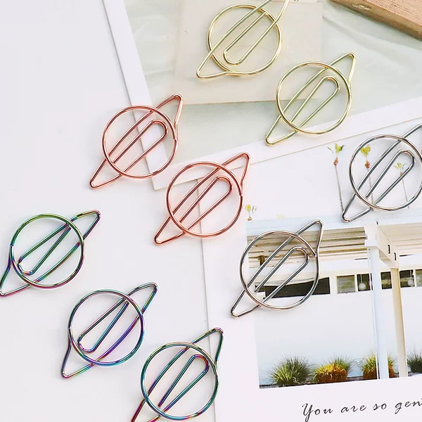 Creative Cute Planet Earth Colorful Paper Clip Shape Metal High-Value Cute Handbook Decorative Bookmark Clip