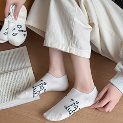 小貓小狗乖巧可愛~隱形襪棉夏季薄款淺口船襪卡通防滑不掉跟短襪