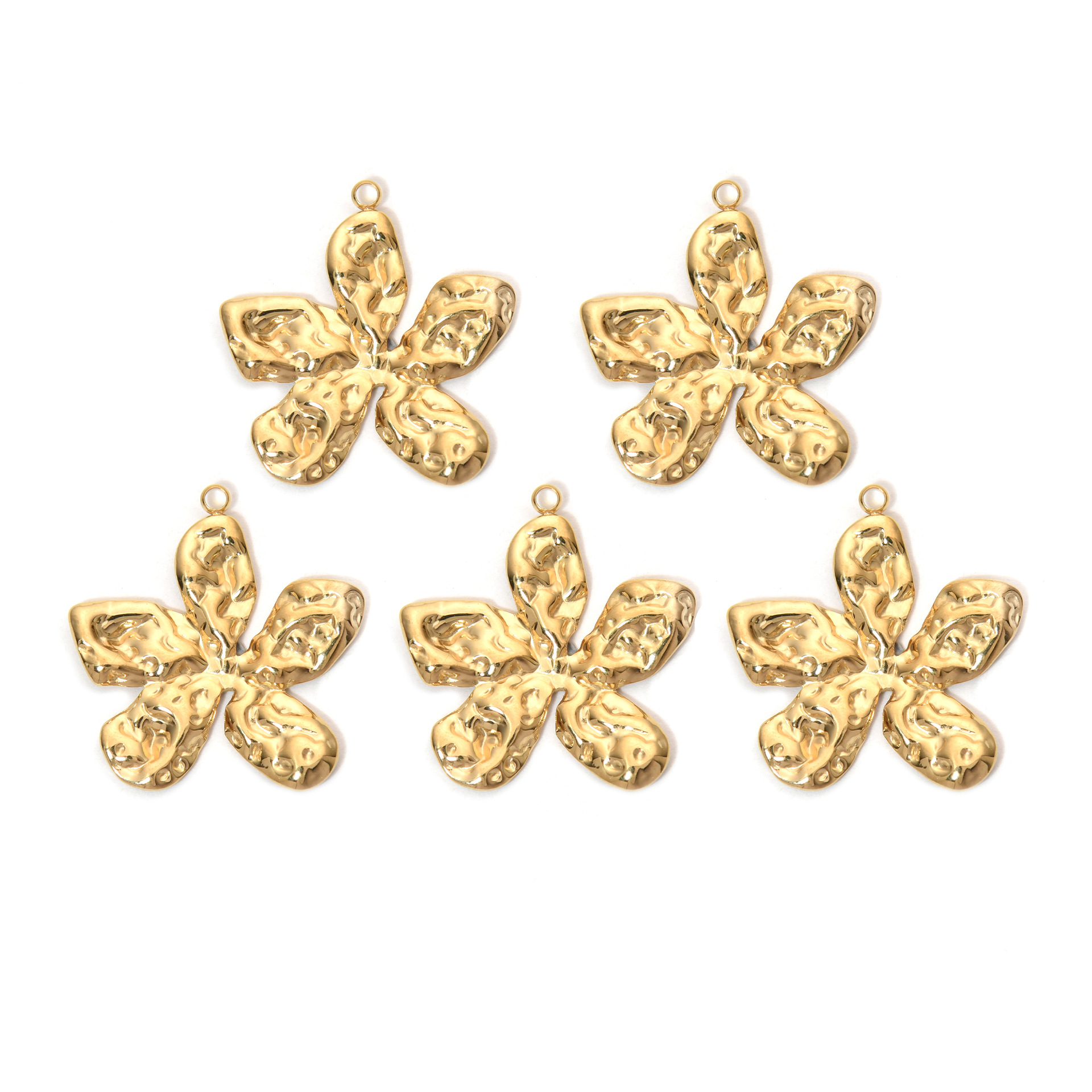 30g Weight Pendant Jewelry Making Type 5 PCS/Package 304 Stainless Steel Flower Pendant