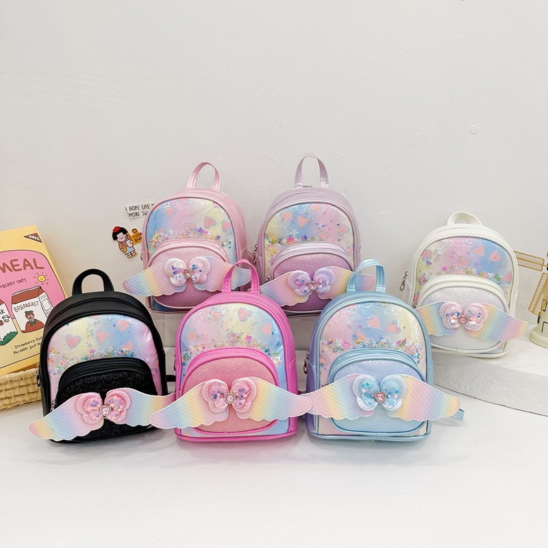 Jardín de infantes mochila de bebés lindas alas pequeñas arcos mochilas de niños y niñas esquinillas amor mochilas de moda