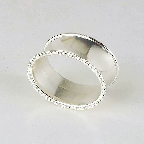 85# alloy egg-shaped full silver beaded scarf ring