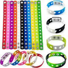 跨境现货21cm长手环硅胶手腕带彩色手带diy装饰花扣 配 20色可选