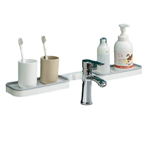 Wholesale no-drilling corner shelf for bathroom, plastic kitchen and bathroom corner shelf with thickened rotating triangular shelf