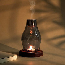 日式玻璃烛台香薰灯奇楠沉香蜡烛香薰灯复古家用卧室隔火熏香炉