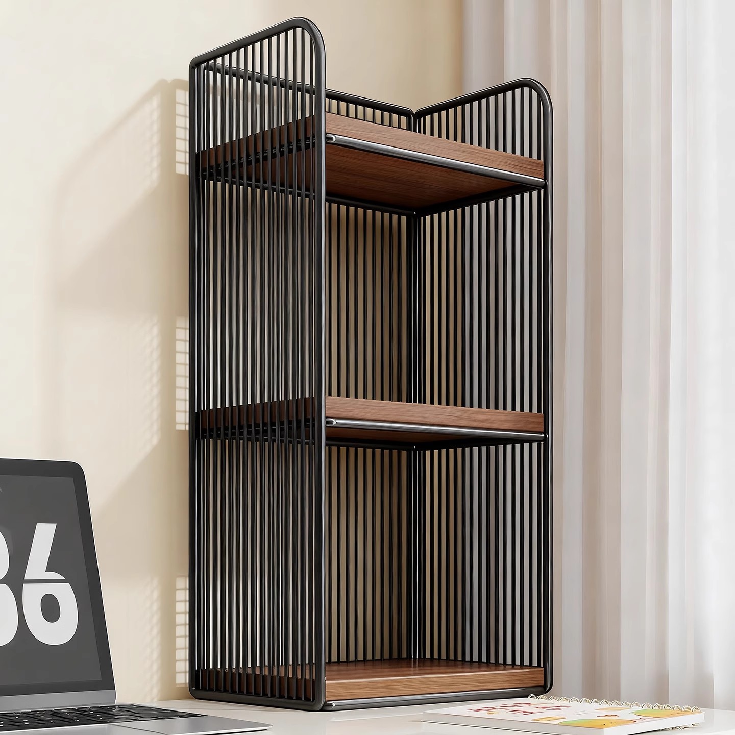 Desktop Bookshelf, Study Table, Simple Integrated Small Bookcase Next to the Bay Window, Multi-Layer Reading Rack, Classification and Organization