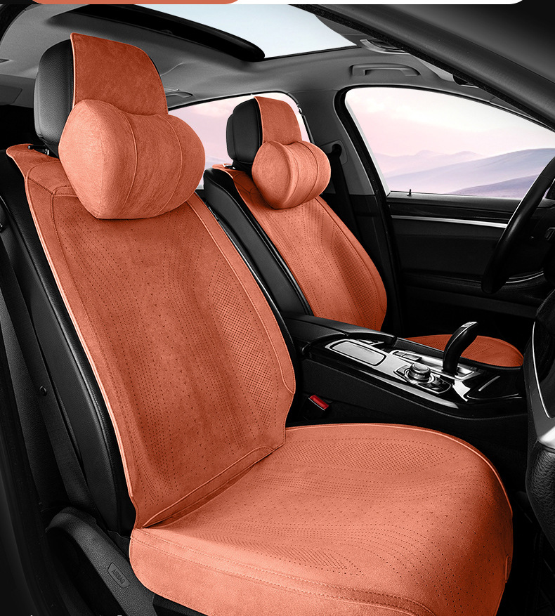 Summer single-seat car seat cushion universal four-season ventilated and breathable thin suede car half-pack small waist seat cushion