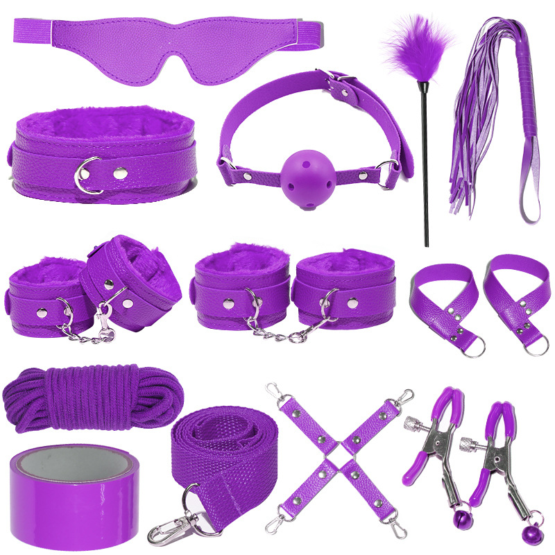 Juego de accesorios Jiuai SM incluido con esposas, látigo de cuero, tapón anal, suministros divertidos para habitaciones de parejas adultas, herramientas de juego sexual