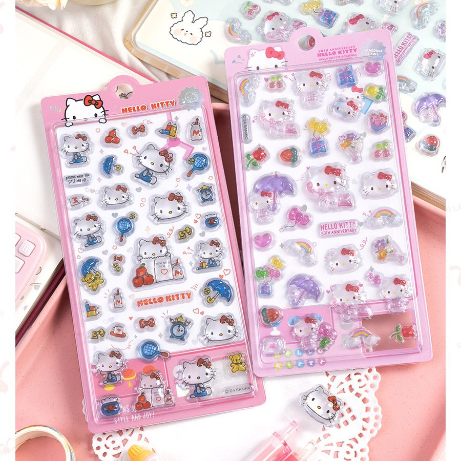 正版Hello Kitty3D浮雕水晶贴凯蒂猫三丽鸥儿童卡通奖励立体贴画