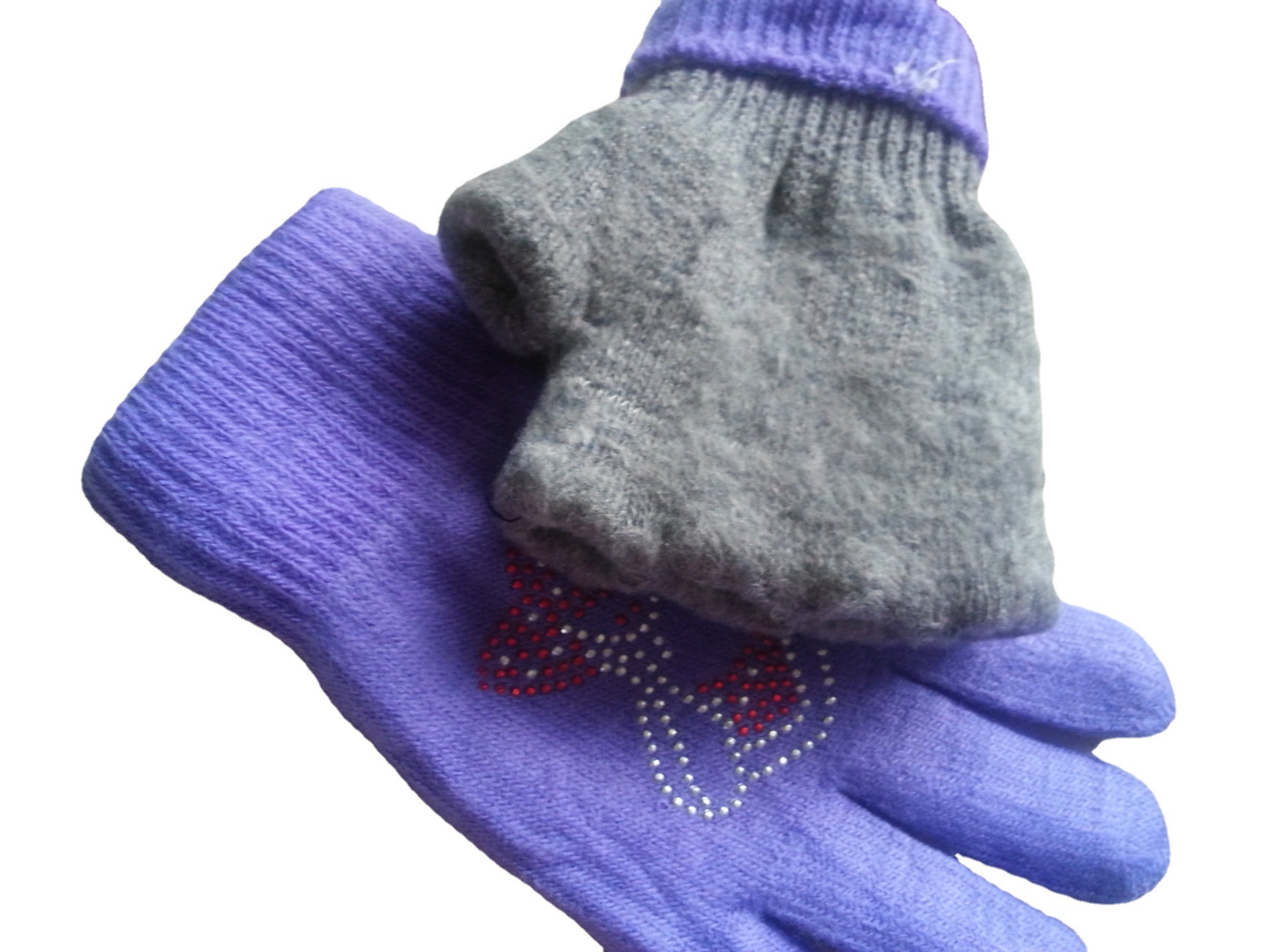 De Punto de fábrica de invierno de doble capa hembra adulta hembra caliente fibra acrílica dedo guantes de perforación en caliente puede ser muestra se puede pedir