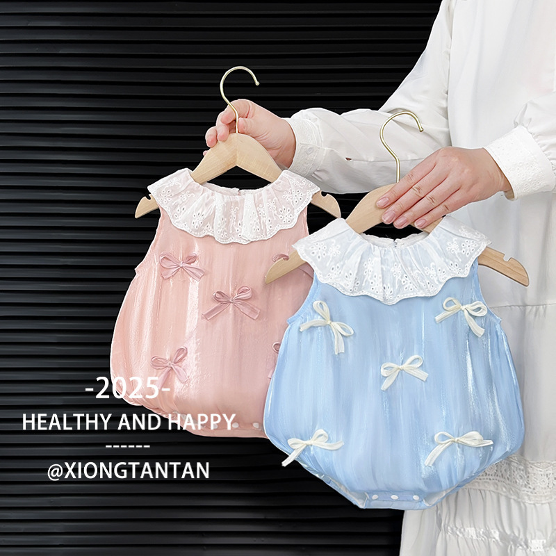 Baby 2025 Baby Jongyi Summer New Baby Clothes Hare Clothes Bag Fart Clothes Sleeveless Princess Bow