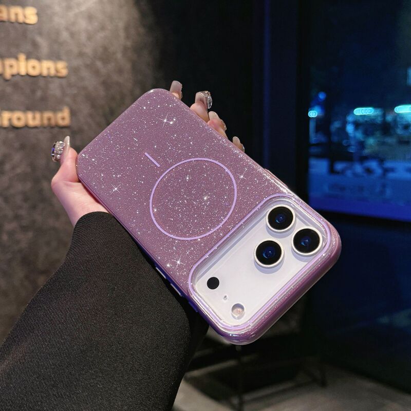 适用iPhone17星空闪粉细圈磁吸手机壳苹果16高级感PC防摔保护套15|undefined