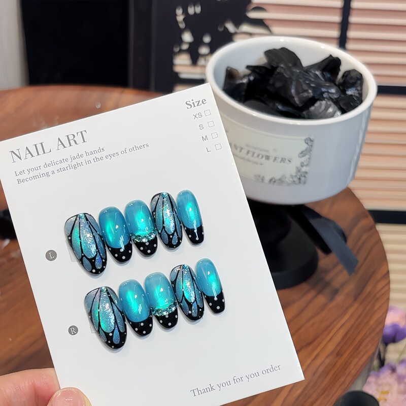 Purely Handmade【Blue Fantasy Butterfly】Dreamy Wings with Ice-Clear Cat-Eye Blue Design, Creating a Unique and Atmospheric Vibe, Niche Instagram Wear Purely Handmade【Blue Fantasy Butterfly】Dreamy Wings with Ice-Clear Cat-Eye Blue Design, Creating a Unique and Atmospheric Vibe, Niche Instagram Wear
