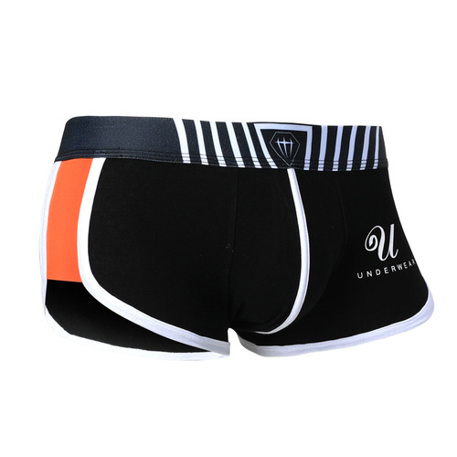 Underwear men's pure cotton boxer briefs youth trendy personality boys comfortable breathable men's four-corner summer thin shorts