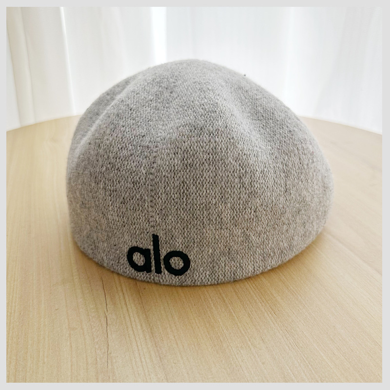 alo字母针织前进帽子女秋冬大头围正反两戴贝雷帽显脸小新款韩版|undefined