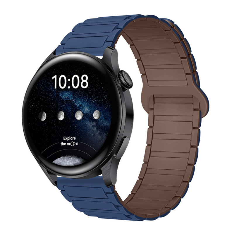 适用三星华为表带GT3/4/5荣耀watch4567二代三珠硅胶磁吸手表带|undefined