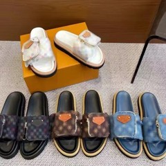GAUAI~村上隆共同ブランド ホワイト 3色 レディース ベルクロ 厚底ビーチサンダル サマーバッグ 平底 カップルサンダル