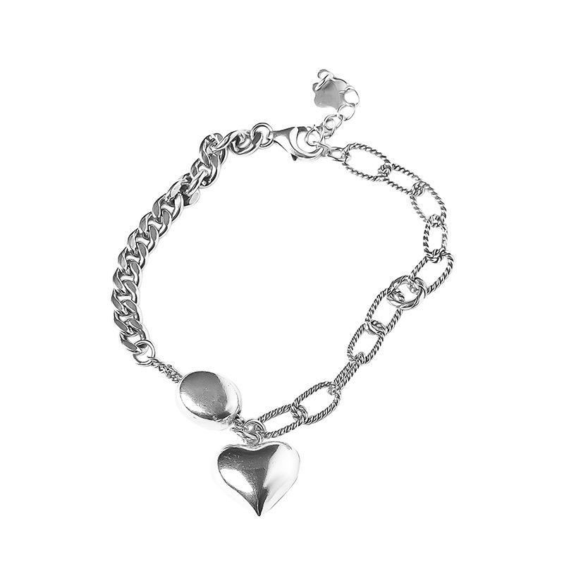 Three-dimensional Heart Bracelet Female Simple Design Sense Niche Hip Hop Retro Korean Jewelry display picture 4