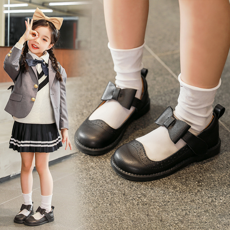 2021春季新款女童单鞋真皮公主鞋学生表演鞋儿童黑色皮鞋一件代发