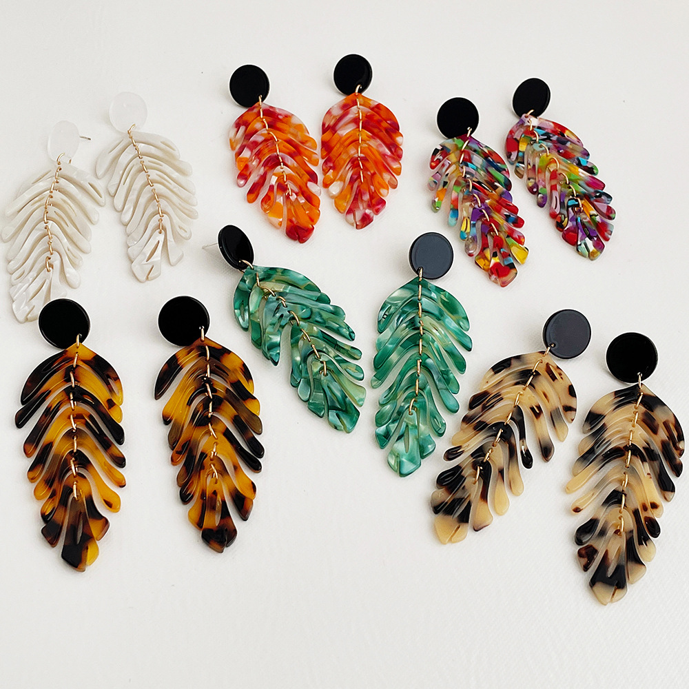 Leaf Pattern Women'S Gender 1 Pair Fashion Leaf Acetic Acid Sheets Drop Earrings