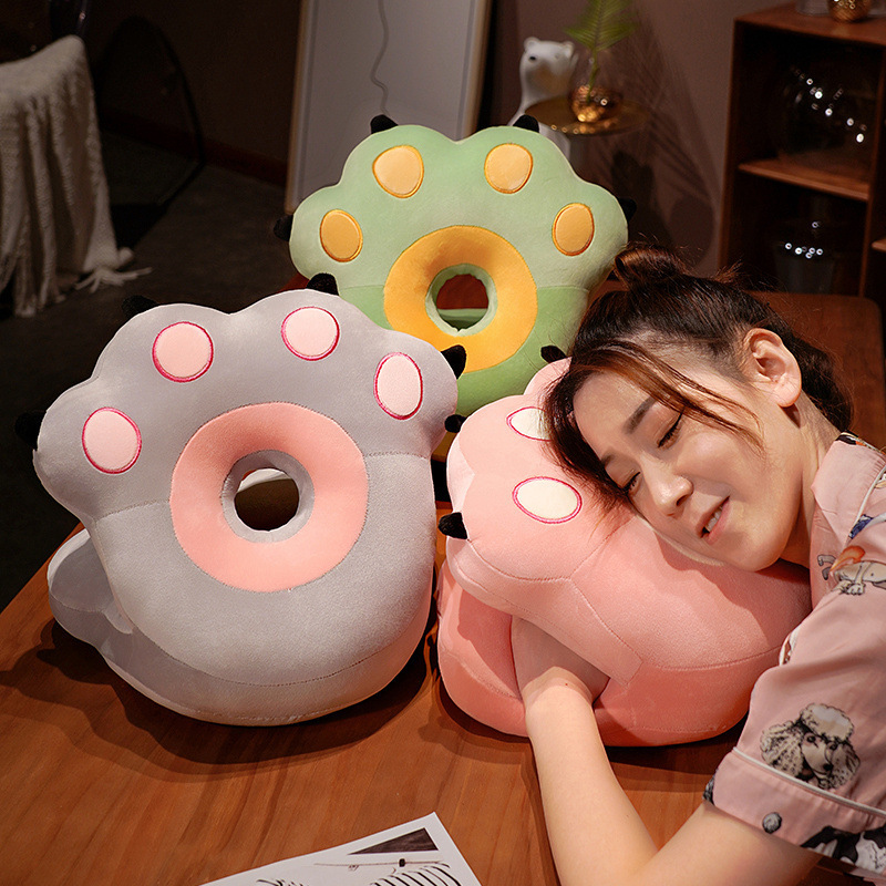 Cat Claw nap pillow factory wholesale office student rest pillow Amazon cross-border elastic velvet hand pillow
